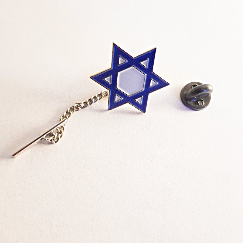 MENS NEW  STAR OF DAVID Enamel Tie Lapel Pin